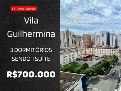 Apartamento em Vila Guilhermina, Praia Grande/SP de 119m² 3 quartos à venda por R$ 699.000,00