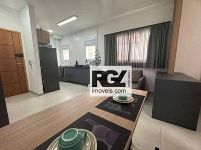 Studio com 1 dormitório para alugar, 34 m² por r$ 3.600,00/mês - josé menino - santos/sp