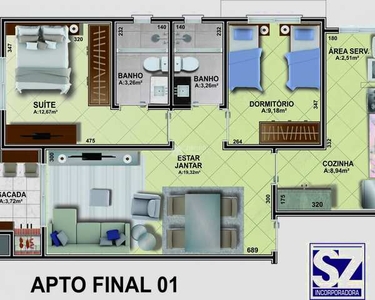 APARTAMENTO DE 01 DORMITÓRIO PRÓXIMO A UFN COM ELEVADOR E HIDRÔMETRO INDIVIDUAL