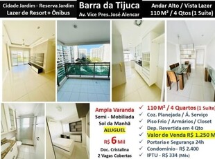 Apto barra da tijuca 3 quartos, suite 2 vagas cidade jardim reserva jardim 110m²