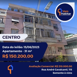 Apartamento em Centro, Rio de Janeiro/RJ de 31m² 1 quartos à venda por R$ 149.200,00