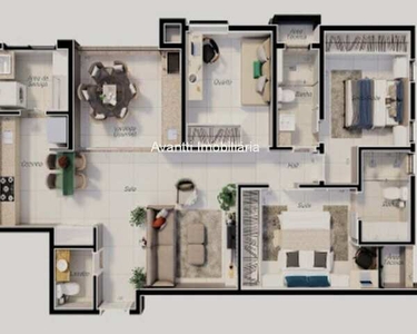 Apartamentos à venda no bairro Jardim Finotti de 72,06m² com 2 quartos sendo 1 suíte e 97