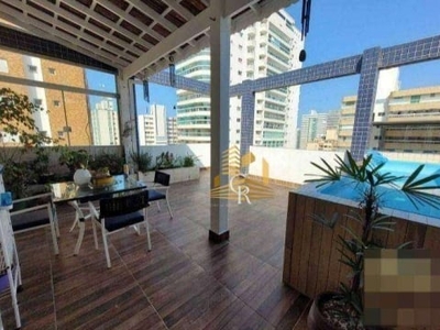 Cobertura com 3 dormitórios para alugar, 184 m² por r$ 9.650/mês - boqueirão - praia grande/sp