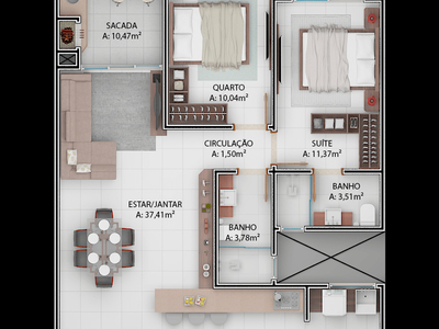 Apartamento 2 quartos Gaivol