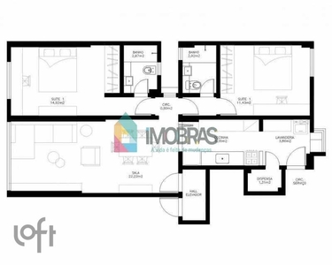 Apartamento à venda em Laranjeiras com 83 m², 2 quartos, 2 suítes