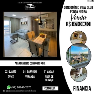 Apartamento para venda tem 58 metros quadrados com 2 quartos em Ponta Negra - Manaus - Ama