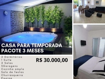 Casa em condomínio para locação em guarujá, enseada, 3 dormitórios, 1 suíte, 2 banheiros, 3 vagas