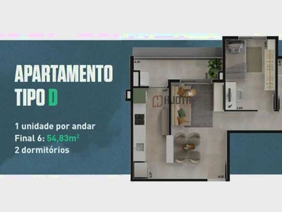Apartamento 2 Dormitórios 54,82m2 com sacada – Centro São José do Rio Preto