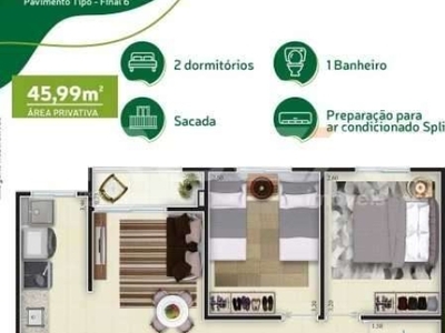 Apartamento com 2 quartos à venda em bonfim paulista, ribeirão preto , 45 m2 por r$ 197.990
