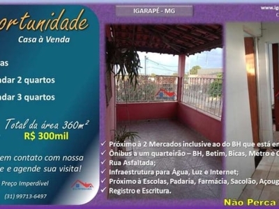 Casa para venda em igarapé, canarinho, 5 dormitórios, 1 suíte, 4 banheiros, 2 vagas