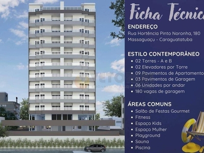 Apartamento em Massaguaçu, Caraguatatuba/SP de 71m² 2 quartos à venda por R$ 294.000,00