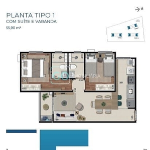 Apartamento em Parque Residencial das Camélias, Bauru/SP de 55m² 2 quartos à venda por R$ 297.562,00