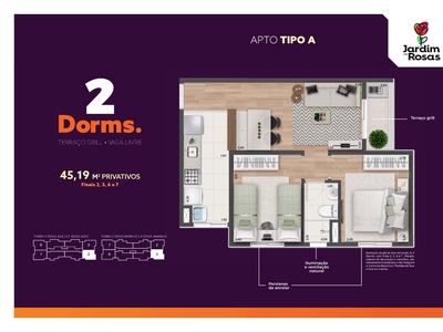 Apartamento em Recanto Vista Alegre, Cotia/SP de 45m² 2 quartos à venda por R$ 208.900,00