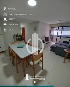 Aconchegante apartamento com 110 m², 03 quartos + DCE, no melhor da região do Farol, confi