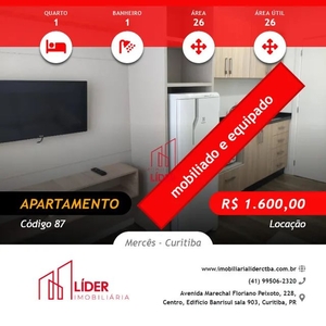 Apartamento 1 quarto mobiliado para locação no bairro Mercês