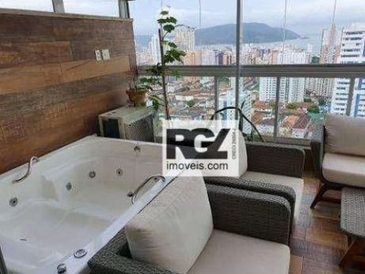 Cobertura com 2 dormitórios, 97 m² - venda por r$ 1.290.000,00 ou aluguel por r$ 7.900,00/mês - boqueirão - santos/sp