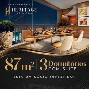 Heritage -Vila Ema- Cota de apartamento com 3 dormitórios, 1 suíte/varanda gourmet