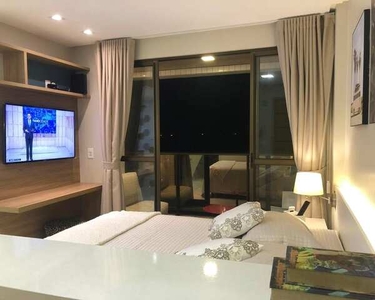 Studio mobiliado com sala, quarto e cozinha, 45 mtr², vista mar, Calhau