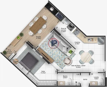 Apartamento com 1 dorm, Guilhermina, Praia Grande - R$ 340 mil, Cod: 9345