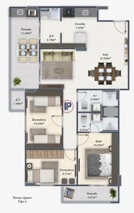Apartamento com 3 dorms, Tupi, Praia Grande - R$ 671 mil, Cod: 9366