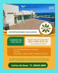 Sensacional Cobertura Parque Tropical, excelente 4 suítes , 305 m², 4 vagas , em Pituaçu