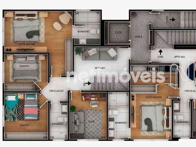 Apartamento com 4 quartos à venda no bairro Santa Rosa, 160m²