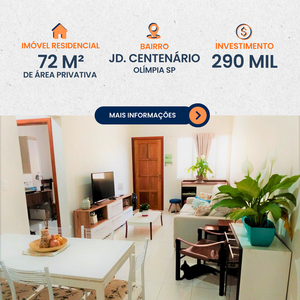 Apartamento em Jardim Centenário, Olímpia/SP de 72m² 2 quartos à venda por R$ 289.000,00