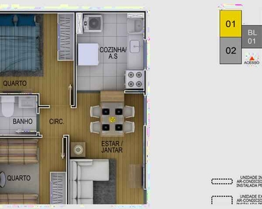 ![CDATA[Apartamento para Venda - 40.46m², 2 dormitórios, 1 vaga - Restinga]]