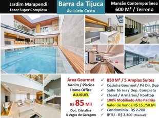 Casa barra da tijuca 5 qts e 5 suítes praia jardim marapendi 850m²