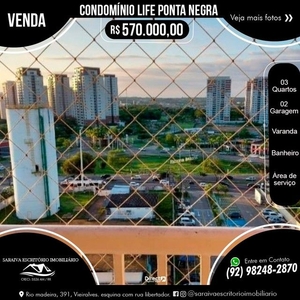 Apartamento para venda possui 91 metros quadrados com 3 quartos em Ponta Negra - Manaus -