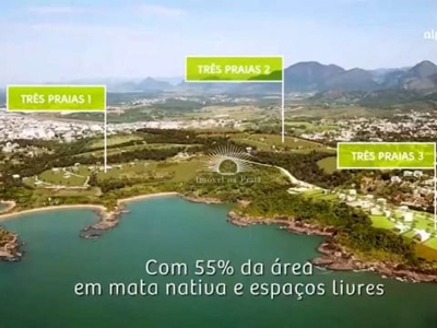 Terreno em condomínio fechado à venda em três praias, guarapari por r$ 1.300.000