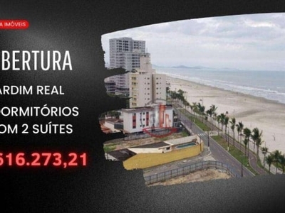 Cobertura duplex com 2 dormitórios à venda, 133 m² por r$ 616.273 - jardim real - praia grande/sp