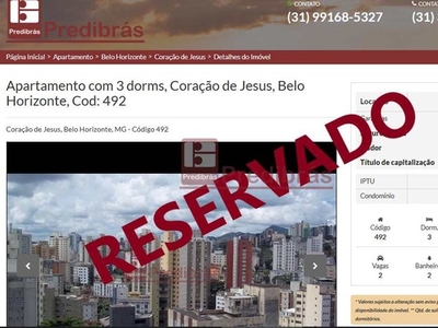 Apartamento com 3 dorms, Coração de Jesus, Belo Horizonte, Cod: 492