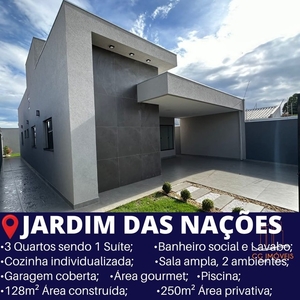 Casa para venda tem 128m² com 3 quartos sendo 1 suíte em Jardim das Nações - Campo Grande
