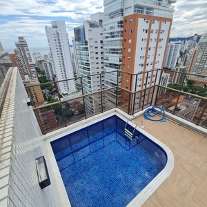 Cobertura duplex para venda possui 350 metros quadrados com 4 quartos em Embaré - Santos -