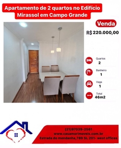 Vende apartamento de 2 quartos no Edifício Mirassol, em Campo Grande.