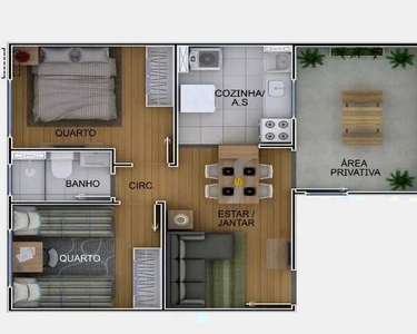 Apartamento para Venda - 40.46m², 2 dormitórios, 1 vaga - Restinga