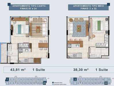 Apartamento com 1 quarto à venda no bairro Asa Norte, 43m²