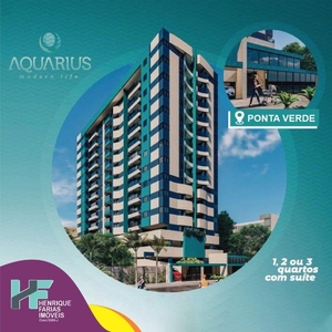1, 2 ou 3 quartos - Edificio Aquarius na Ponta Verde