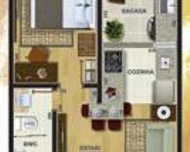2 dormitórios, 1 banheiros, 1 vaga na garagem, 64M² de Área Construída