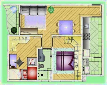 Apartamento 54m² 2 dormitórios 1 vaga