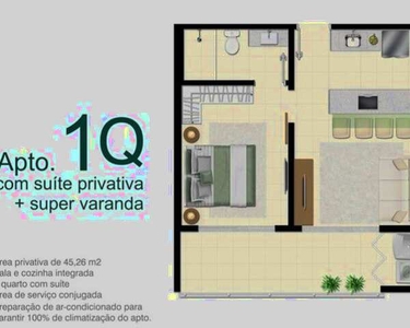 Apartamento à venda com 1 quarto e 45m² por R$295 mil no Jardim América em Goiânia - GO