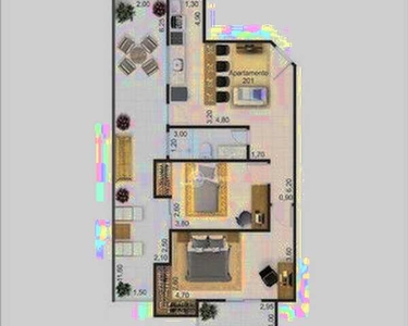 Apartamento novo, com 2 quartos com garagem à venda, 60 m² por R$ 265.000 - Santa Catarina