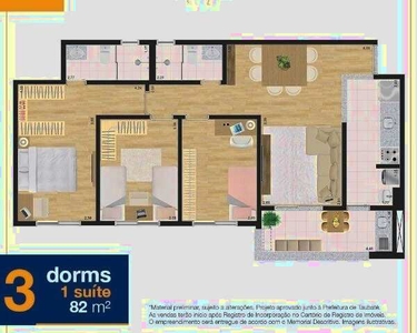 Lindos apartamentos em Taubaté de 2 dorms, 68 m², com varanda gourmet