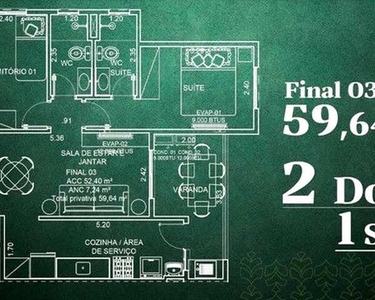 SCP - Cotas de Apartamentos - 59m² à 86m² - Preço de Custo Parque Industrial