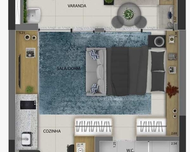 Studio e Apartamento de 37 m² a 60 m² 1 e 2 Dorm. (1 suíte), 1 Vaga de garagem + depósito