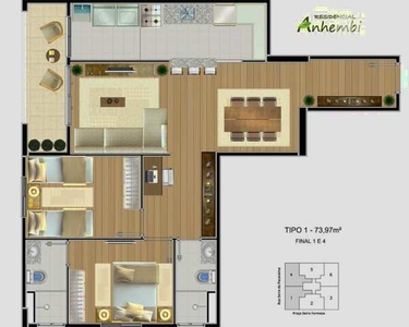 APARTAMENTO DE FRENTE O VALE SUL - 73M² COM 02 DORM SUITE E VARANDA