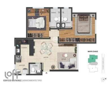 Apartamento à venda em Barroca com 61 m², 2 quartos, 2 suítes, 2 vagas