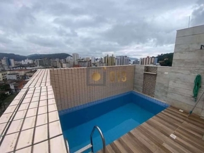 Cobertura com 3 quartos à venda na rua santa cruz, 21, centro, são vicente, 169 m2 por r$ 640.000