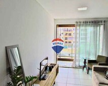 Apartamento com 1 dormitório súite para alugar, 49 m² por R$ 2.400/mês - Cabo Branco - Joã